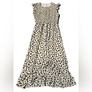 orange creek Cream and Black Leopard Smocked Maxi Dress